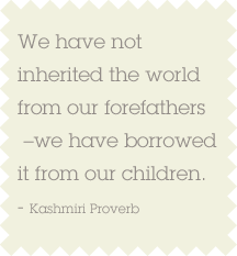 We have not inherited the world from our forefathers -- we have borrowed it from our children.
